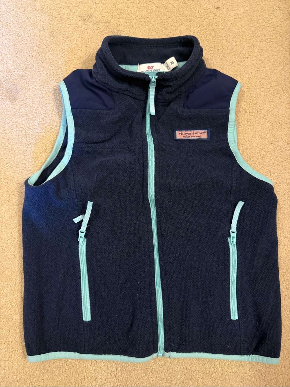 Vineyard Vines Navy Vest with Mint Trim